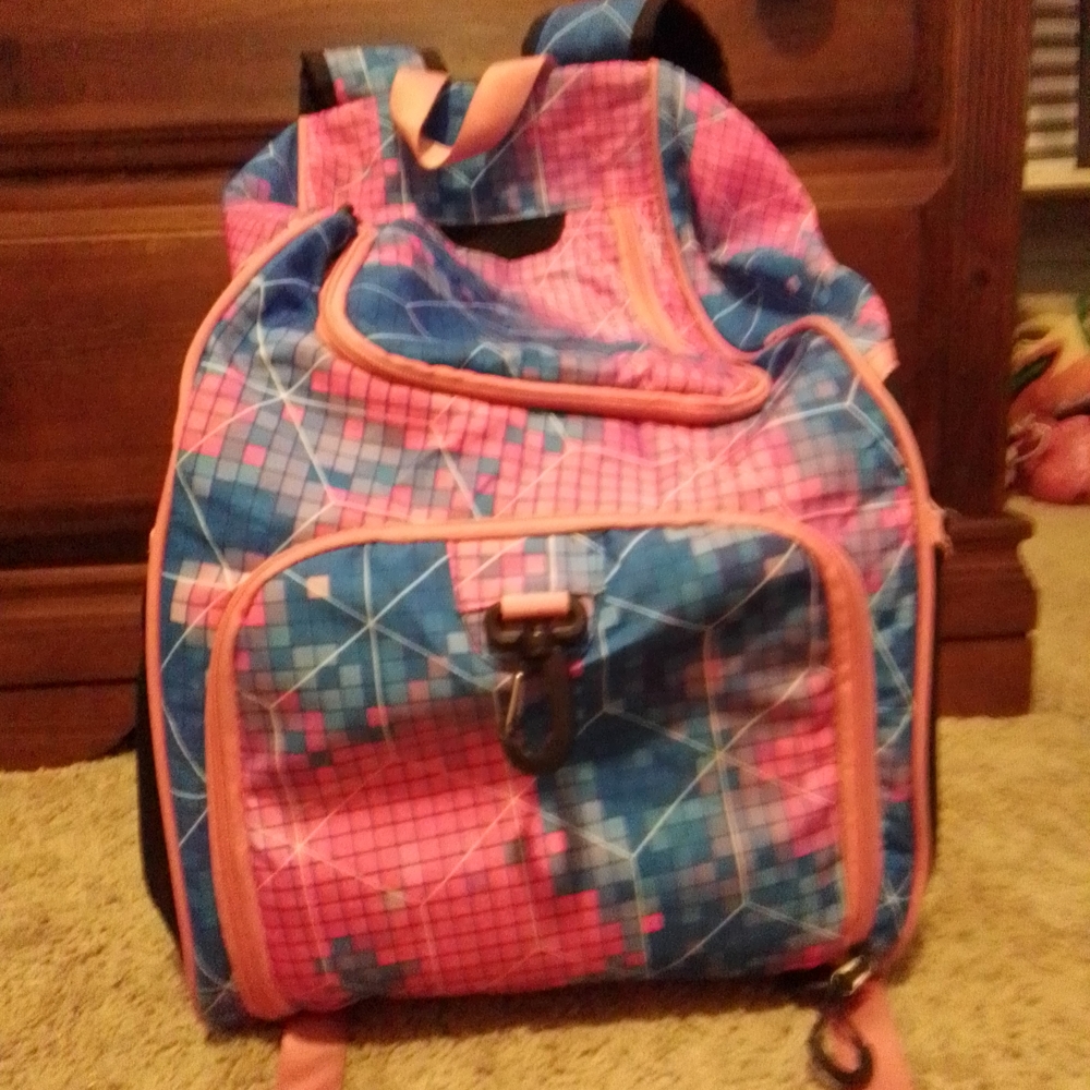 Unisex Geometric Pink and Blue Sports Bag